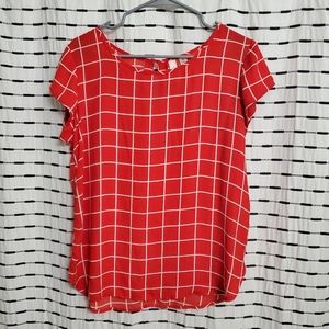 Tacera Bright Red Graph Print Blouse
